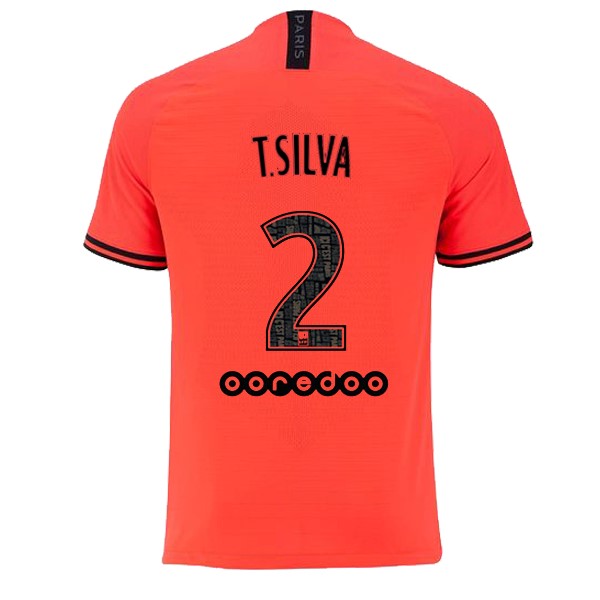 JORDAN Camiseta Paris Saint Germain NO.2 T.Silva Replica Segunda Ropa 2019/20 Naranja